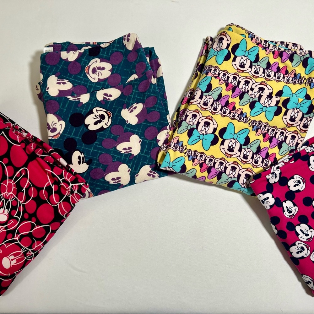 Disney - LuLaRoe Women's Minnie and Mickey Character Leggings -BUNDLE of 4 pairs